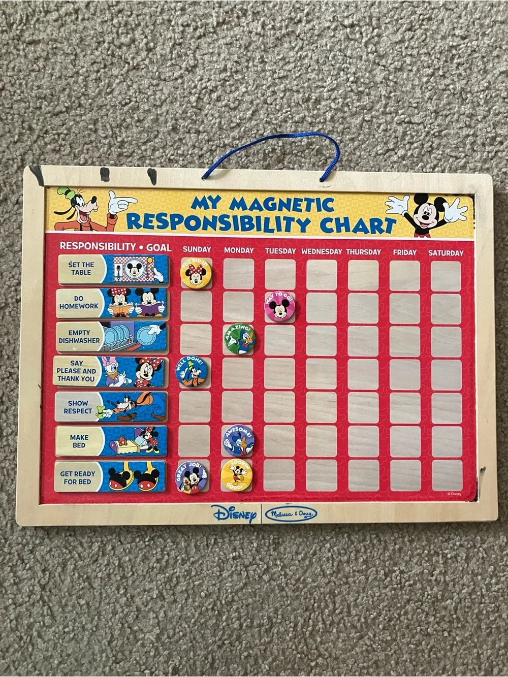 Melissa & Doug Mickey Mouse Magnetic Responsibility Chart - White & Brown